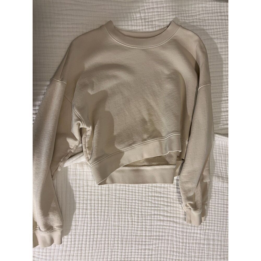 MATE the Label Crop Fleece Sweatshirt in Bone